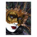 Black and Gold Carnival Mask  by PSOVART Post Cards