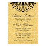 Black and Gold Chandelier Sweet 16 Birthday Custom Invites