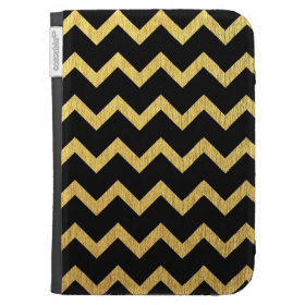 Black and Gold Chevron Kindle Keyboard Cases