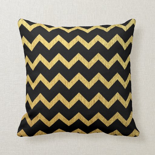Black and Gold Chevron Throw Pillow Zazzle