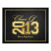 Black and Gold Class of 2013 Personalized Announcements