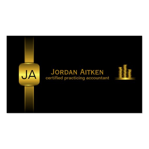 Black and Gold Coins CPA Accountant Business Cards (front side)