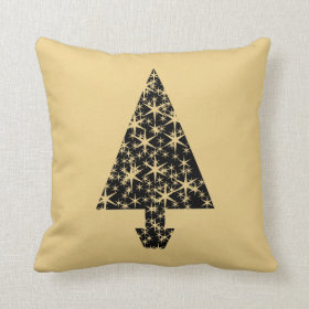 Black and Gold Color Christmas Tree Design. Throw Pillows