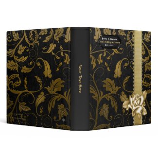 Black and Gold Damask 50th Wedding Anniversary Vinyl Binders