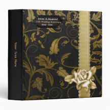 Black and Gold Damask 50th Wedding Anniversary Vinyl Binders