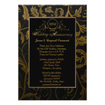 Black and Gold Damask 50th Wedding Anniversary Custom Announcement