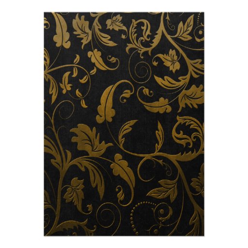 Black and Gold Damask 50th Wedding Anniversary Custom Announcement