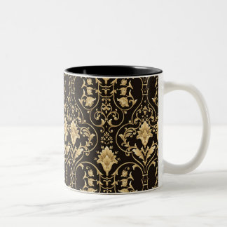 BLACK AND GOLD DAMASK MUGS