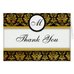 Black and Gold Damask Thank You Cards