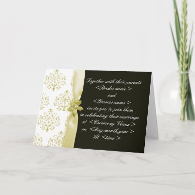 Black and Gold Damask Wedding Invitation Folded Cards