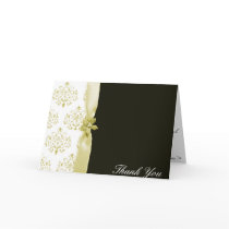 Black and gold damask wedding Thank you card by Cards_by_Cathy Black and gold damask wedding Thank you card