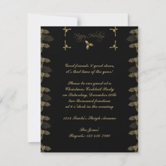 Black and Gold Elegant Holly Party Invitation invitation