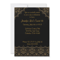 Black and Gold Elegant Sweet16 Invitation