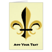 Black and Gold Fleur de lis Greeting Cards
