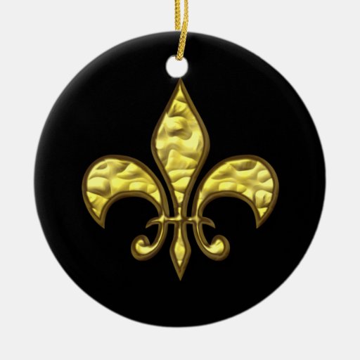 Black And Gold Fleur De Lis Christmas Ornament Zazzle 7555