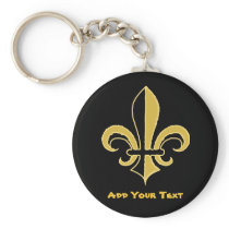 Black and Gold Fleur de lis Key Chain