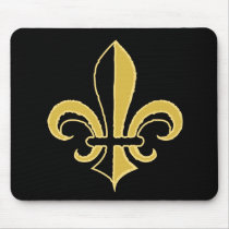 Black and Gold Fleur de lis Mousepads