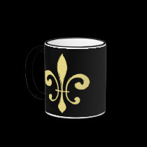 Black and Gold Fleur De Lis Mug