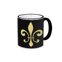 Black and Gold Fleur De Lis Mug Who Dat