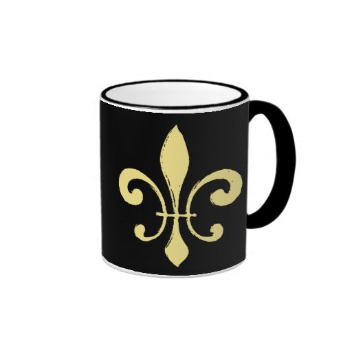 Black and Gold Fleur De Lis Mug Who Dat