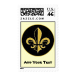 Black and Gold Fleur de lis Postage Stamps