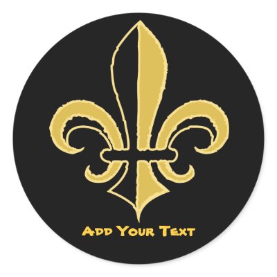 Black and Gold Fleur de lis Round Sticker by Fleurishes