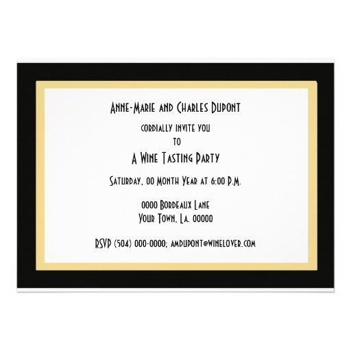 Black and Gold Fleur de Lis Wine Tasting Invites