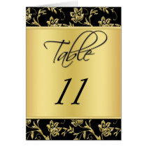 Black and Gold Floral Table Number Card