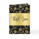 Black and Gold Floral Thank You Card