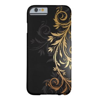 Black and Gold Floral Vine iPhone 6 Case