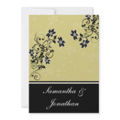 Black and Gold Floral Wedding Invitation