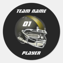 Black and Gold Football Helmet Sticker