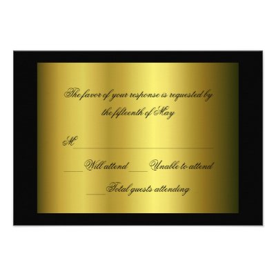 Black and gold Formal Response Card Personalized Invitation