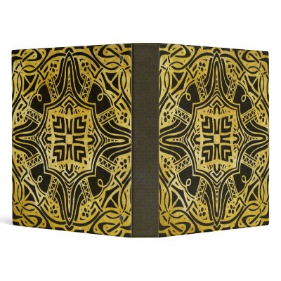 Black and Gold Funky Ornament Abstract Ornament Binders by naturetees