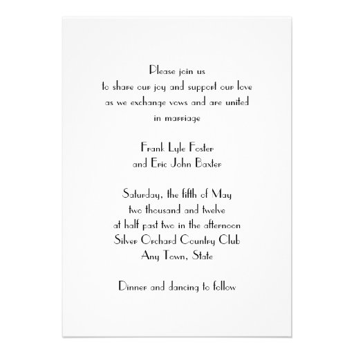 Black and Gold Gay/Lesbian Wedding Invitation