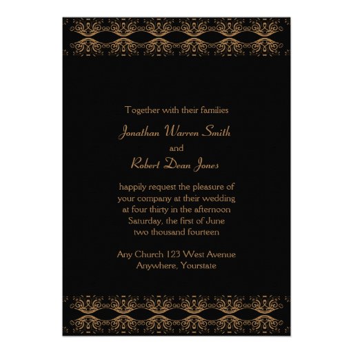 Black and Gold Gay Wedding Invitation