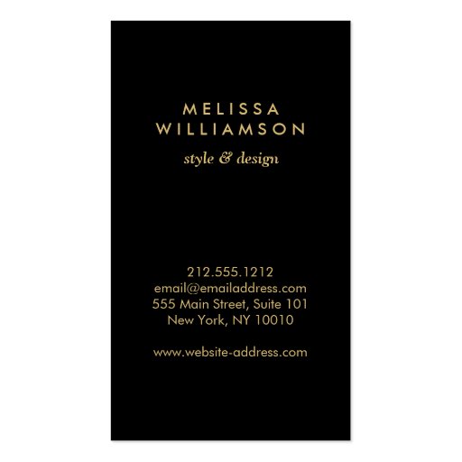 Black and Gold Glamour and Beauty Business Card (back side)