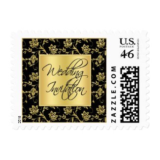 Black and Gold Glitter Wedding Postage stamp