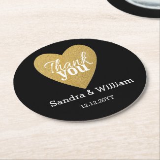 Black And Gold Heart Love & Thank You Wedding