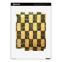 Black and Gold Japanese Checkered Pattern Decals For iPad 3
