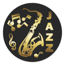 BLACK AND GOLD JAZZ stickers by dgpaulart BLACK AND GOLD JAZZ stickers