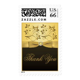 Black and Gold Jewelled Thank You Postage stamp