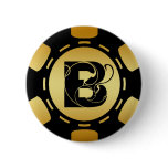 BLACK AND GOLD MONOGRAM LETTER B POKER CHIP PINS