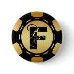 BLACK AND GOLD MONOGRAM LETTER F POKER CHIP PINS