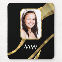 Black and gold monogram mousepads