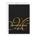 Black and Gold Monogram Names Wedding Invitation invitation