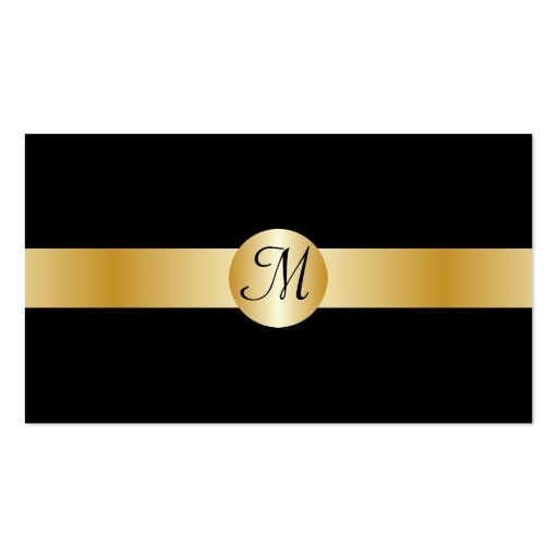 Black And Gold Monogrammed Business Card (front side)