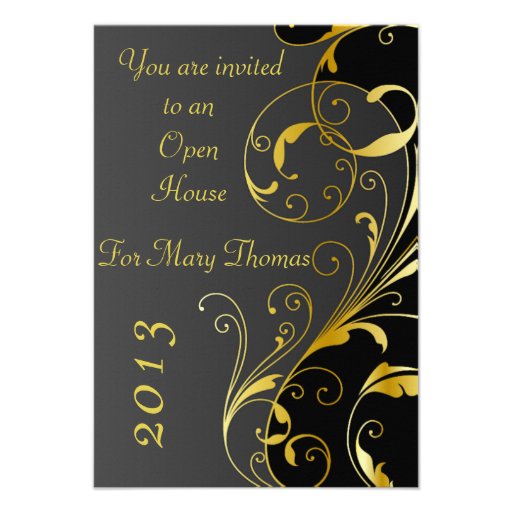 Black and Gold Open House Invite Version