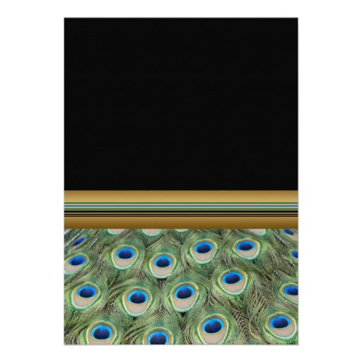 Black and Gold Peacock Wedding Invitation