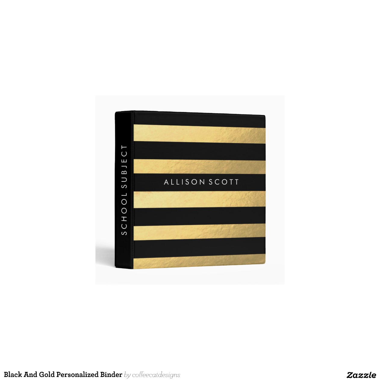Black And Gold Personalized Binder Zazzle